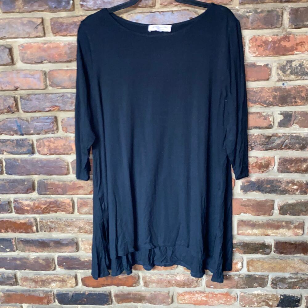 Philosophy Black Long Sleeve Scoop Neck Side-Split Tunic Top Women's Size XL*
